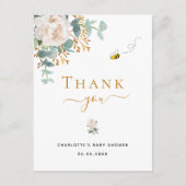 Carte Postale Baby shower floral eucalyptus verdure merci (Devant)