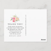 Carte Postale Baby shower Floral Merci photo (Dos)