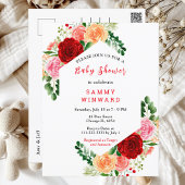 Carte Postale Baby shower Floral Rose romantique