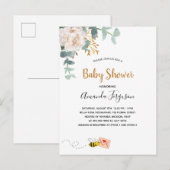 Carte Postale Baby shower floral verdure blanche mignonne maman  (Devant / Derrière)