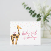 Carte Postale Baby shower Giraffe (Debout devant)