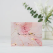 Carte Postale Baby shower Gold Blush Pink Birds (Debout devant)