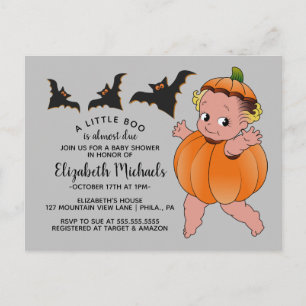 Carte Postale BABY SHOWER HALLOWEEN Un Petit Boo Est Attendu