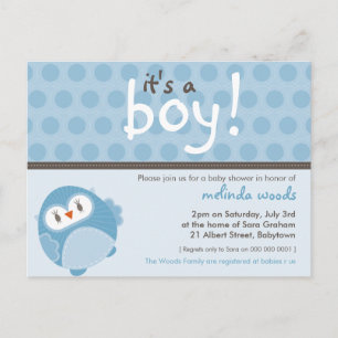 Carte Postale BABY SHOWER INVITATION :: c'est un hibou garçon 7