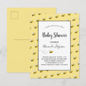 Carte Postale Baby shower jaune de l'abeille mignonne (Devant / Derrière)