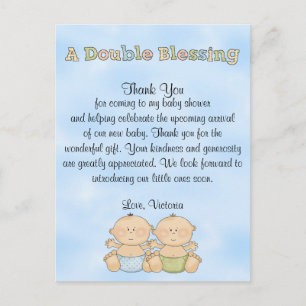 Carte Postale Baby shower jumeaux