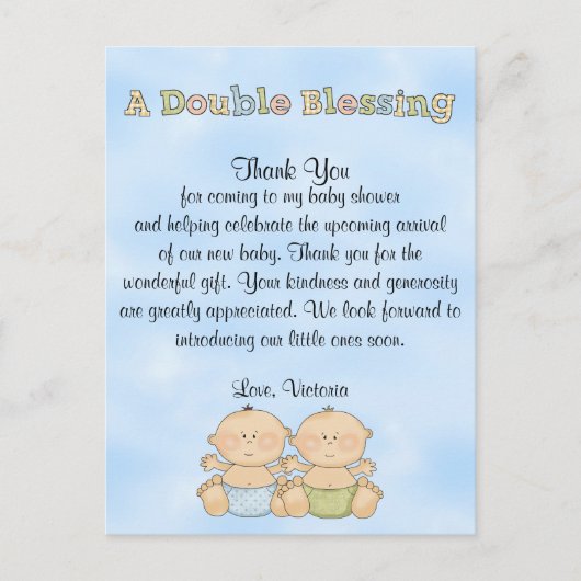 Carte Postale Baby shower jumeaux (Devant)