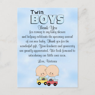 Carte Postale Baby shower jumeaux