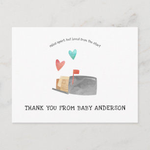 Carte Postale Baby shower longue distance par Merci de courrier