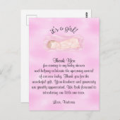 Carte Postale Baby shower Merci C'est une fille (Devant / Derrière)