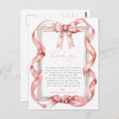Carte Postale Baby shower Merci de fille rose PotCard (Devant / Derrière)