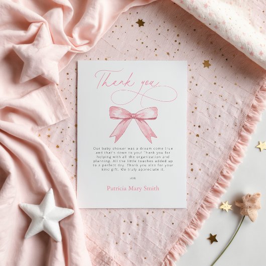 Carte Postale Baby shower Merci de fille rose PotCard