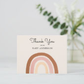 Carte postale Baby shower Merci Fille arc-en-ciel  (Debout devant)