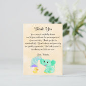 Carte Postale Baby shower Merci Genre Neutre Eléphant (Debout devant)
