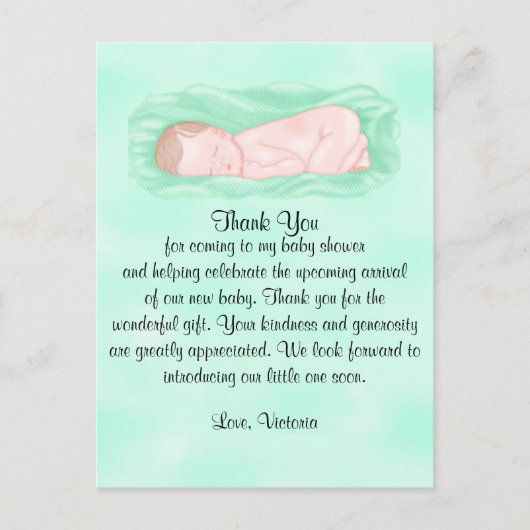 Carte Postale Baby shower Merci Hommes et femmes Neutralité ethn (Devant)