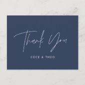 Carte Postale Baby shower merci marine bleu élégant moderne (Devant)