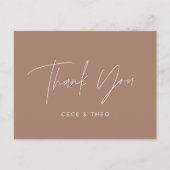 Carte Postale Baby shower merci naturel brun élégant moderne (Devant)