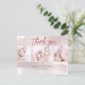 Carte Postale Baby shower Merci Pinceau rose (Debout devant)