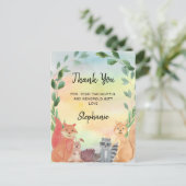 Carte postale Baby shower Merci pour animaux fores (Debout devant)