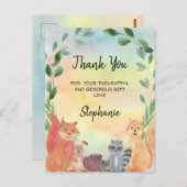 Carte postale Baby shower Merci pour animaux fores (Devant / Derrière)