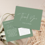 Carte Postale Baby shower merci sage vert élégant moderne<br><div class="desc">Baby shower script moderne sauge vert élégant fête merci carte postale design. Conception idéale sans distinction de genre.</div>