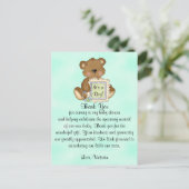 Carte Postale Baby shower Merci Teddy Bear (Debout devant)