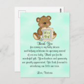 Carte Postale Baby shower Merci Teddy Bear (Devant / Derrière)