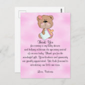Carte Postale Baby shower Merci Teddy Bear (Devant / Derrière)