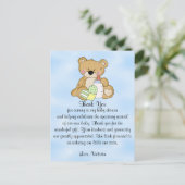 Carte Postale Baby shower Merci Teddy Bear (Debout devant)