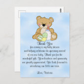 Carte Postale Baby shower Merci Teddy Bear (Devant / Derrière)