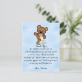 Carte Postale Baby shower Merci Teddy Bear (Debout devant)