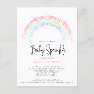 Carte Postale Baby shower moderne Sparkling Rainbow Baby Sprinkl