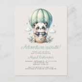 Carte Postale Baby Shower Montgolfière Verte Menthe Panda Mignon (Devant)