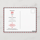 Carte Postale Baby shower Motif Jacquard rouge et noir (Dos)