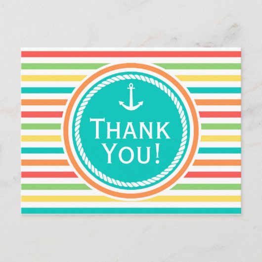 Carte Postale Baby shower Nautique, Bright Rainbow Stripes (Devant)