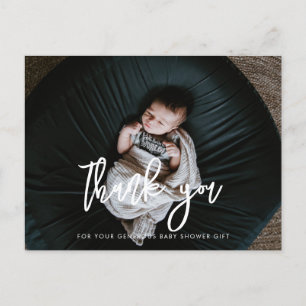 Carte Postale Baby shower noir moderne contemporain merci