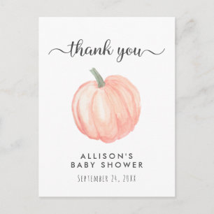 Carte Postale Baby shower Orange Citrouille Merci