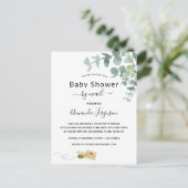 Carte Postale Baby shower par mail blanc eucalyptus vert abeille (Debout devant)