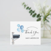 Carte Postale baby shower par Mail Blue Balloons Merci (Debout devant)