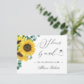 Carte Postale Baby shower Par Mail Elégant Tournesol Eucalyptus (Debout devant)