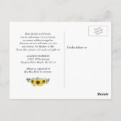 Carte Postale Baby shower Par Mail Elégant Tournesol Eucalyptus (Dos)