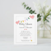 Carte Postale Baby shower Par Mail Girl Pink Birds (Debout devant)