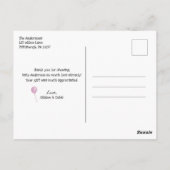Carte Postale Baby shower par Mail Pink Balloons Merci (Dos)