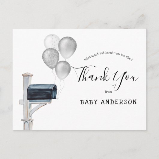 Carte Postale Baby shower par Mail Silver Balloons Merci (Devant)