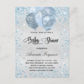 Carte Postale Baby shower parties scintillant bleu argent (Devant)