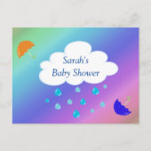 Carte Postale Baby shower personnalisé avec parapluies nuageux a (Devant)