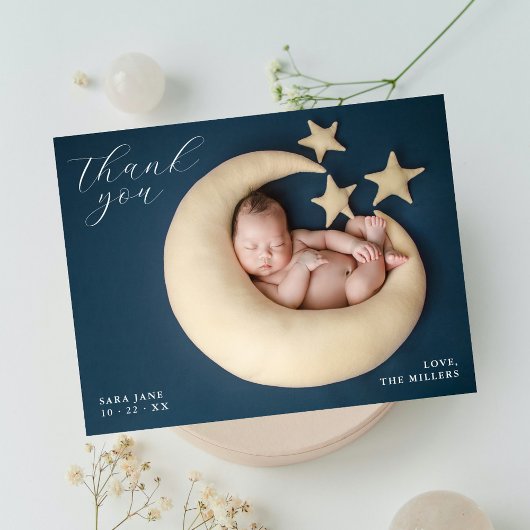 Carte Postale Baby shower photo plein chic Merci
