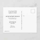 Carte Postale Baby shower photo pour bébé de la main merci (Dos)