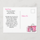 Carte Postale Baby shower pour fille, Pink Bow Ethnic Baby (Dos)