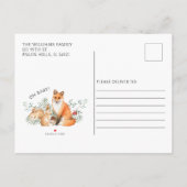Carte postale baby shower pour les animaux foresti (Dos)